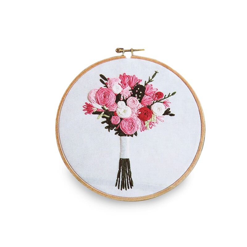 Set de brodat cu canvas pretiparit, flori