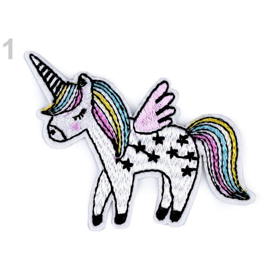 Unicorn, aplicație termoadezivă brodată, 5,5x7cm