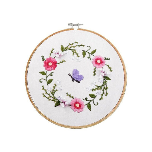 Set de brodat pretipărit cu flori, 20x20cm