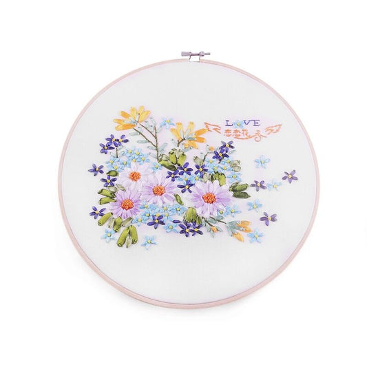Embroidery set with needle, needle and thread, 26.5cm, flowers, 380731-1