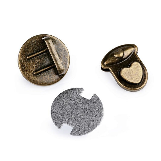 Închizător poșete, inimă, metalic, 30x32mm