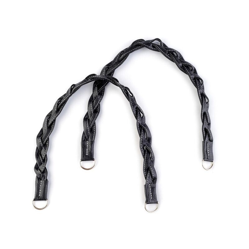Maner piele ecologica impletita, negru,  47-50cm, pereche