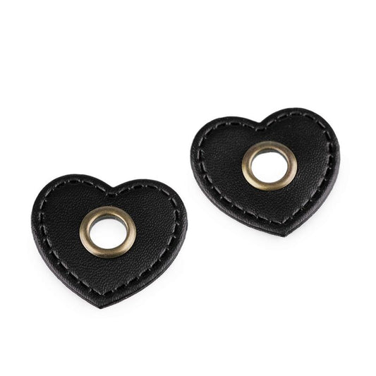 Eco-leather protection for hood, jacket, 10pcs, 840487, heart, brown