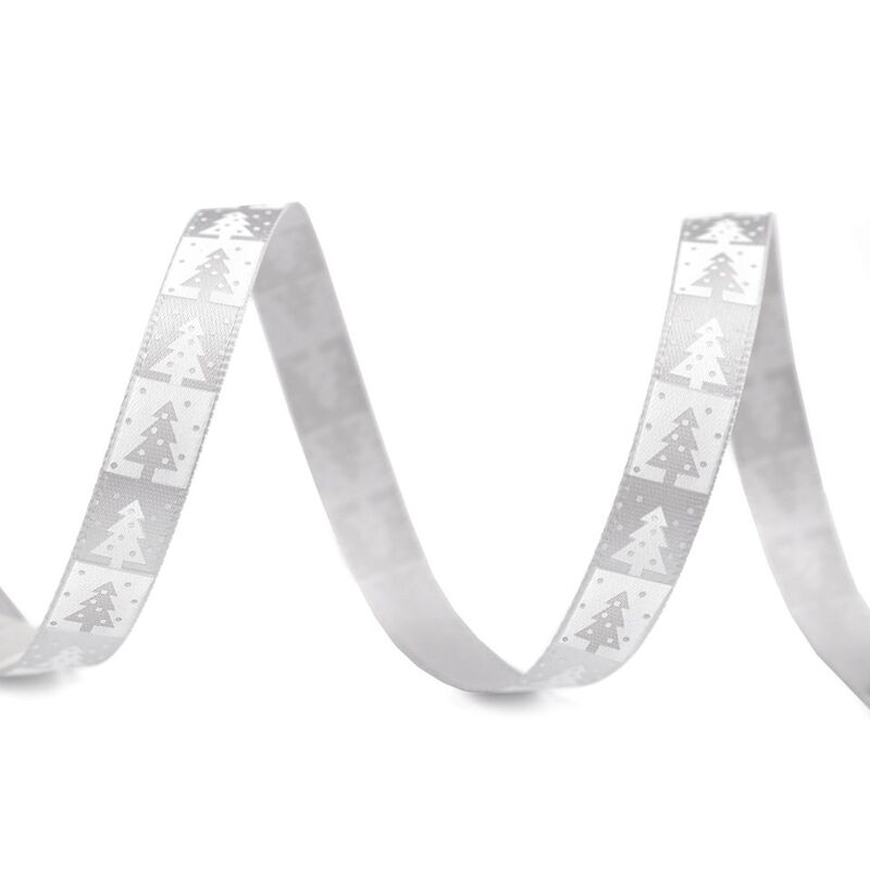 Panglică satinată, 10mm, model Craciun, 5m