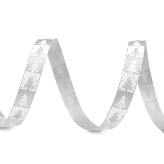 Panglică satinată, 10mm, model Craciun, 5m