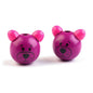 Wooden beads, bear head, Ø24 mm, set - 2pcs, fuchsia