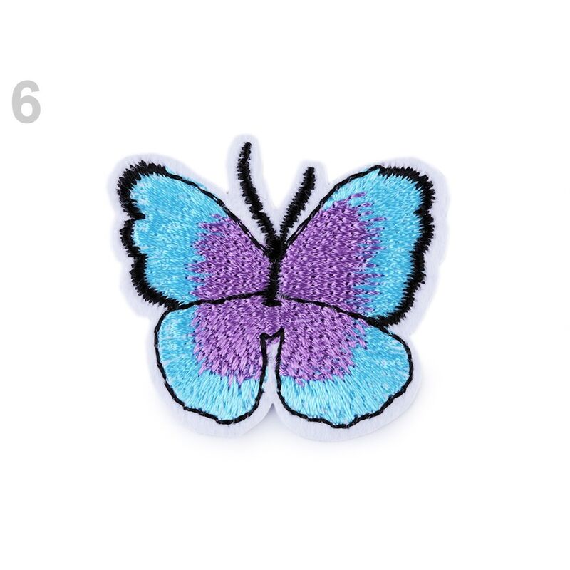 Thermoadhesive embroidered appliqué, butterfly, 36 x 40mm