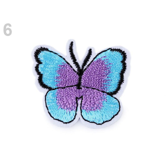 Thermoadhesive embroidered appliqué, butterfly, 36 x 40mm