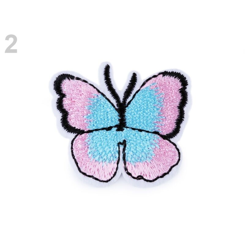 Thermoadhesive embroidered appliqué, butterfly, 36 x 40mm