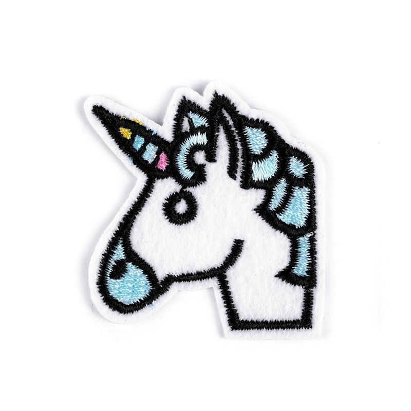 Unicorn, aplicație termoadezivă, brodată, 40x45mm