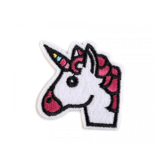 Unicorn, aplicație termoadezivă, brodată, 40x45mm