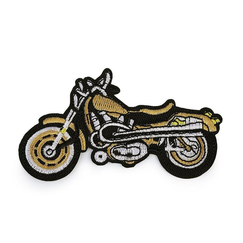Thermoadhesive embroidered appliqué, motorcycle, 58x103mm