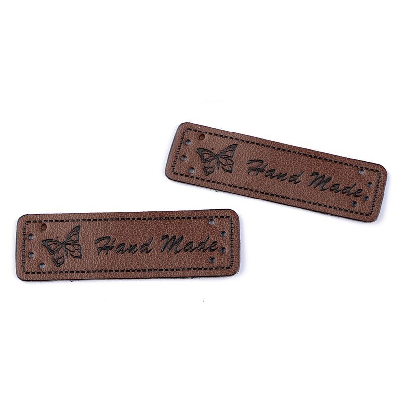 Label Hand Made eco leather, 15x50mm, 5 pieces
