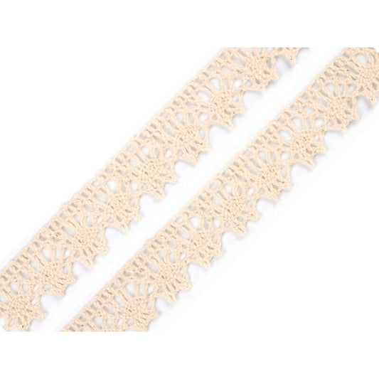 Dantelă croșetată bumbac, 15mm, 3m/buc