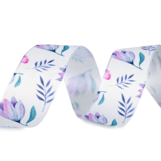 Panglică cu flori, 25mm, 3m/buc