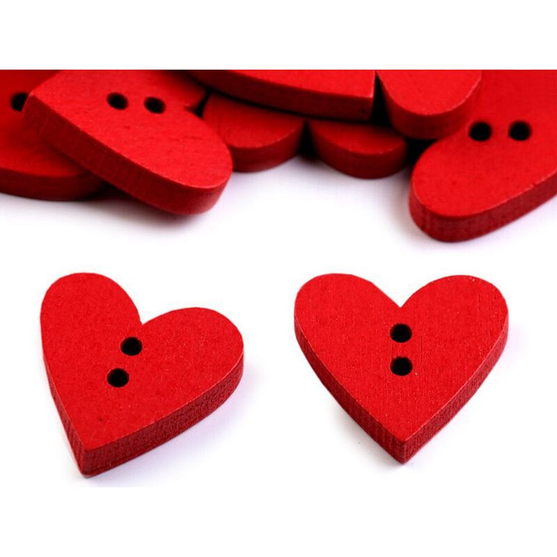 Wooden dowel, heart, 18x19mm, 5pcs/set