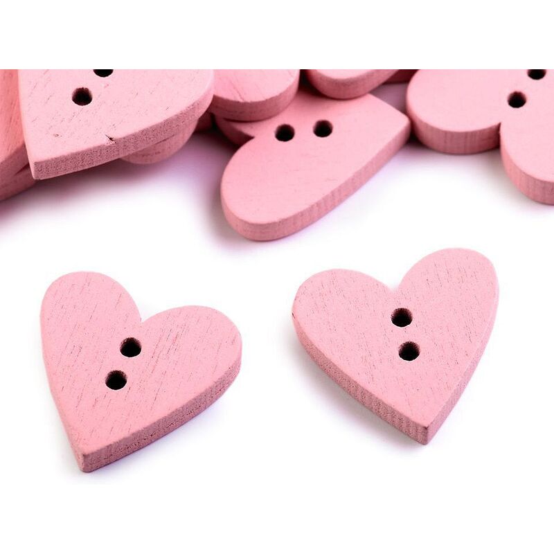 Wooden dowel, heart, 18x19mm, 5pcs/set