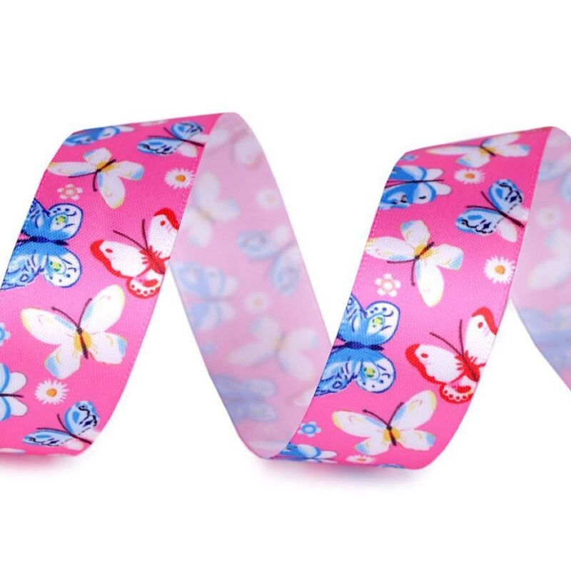 Panglică satinată, fluturi, 25mm, 3m/buc