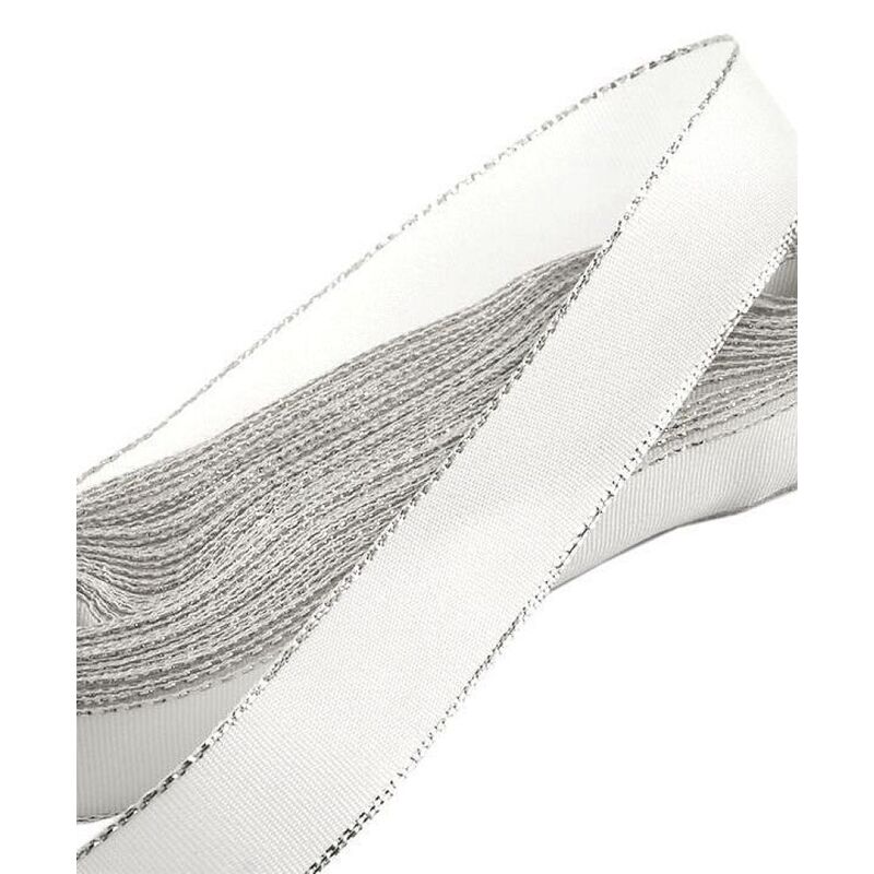 Taffeta ribbon with lurex border, 15mm, 10m/piece