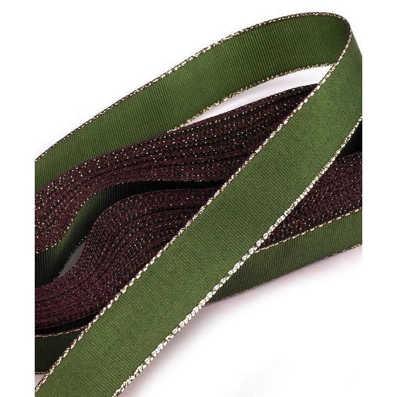 Taffeta ribbon with lurex border, 15mm, 10m/piece