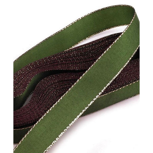 Panglică taftă cu bordură lurex, 15mm, 10m/buc