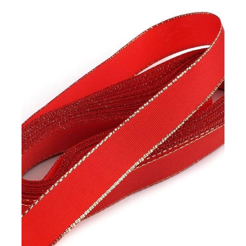 Taffeta ribbon with lurex border, 15mm, 10m/piece