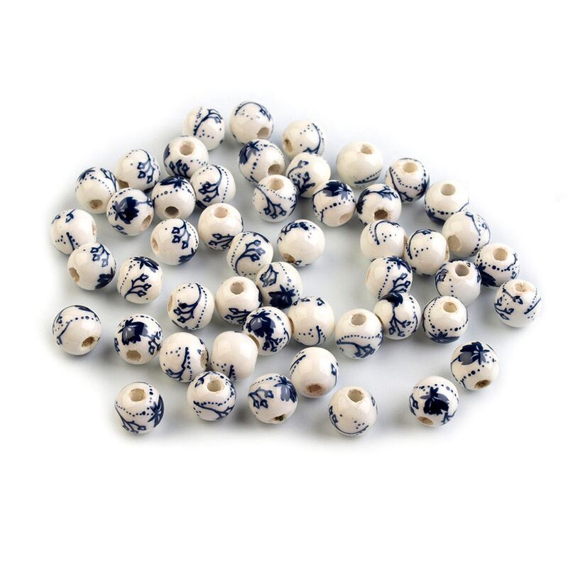 FLORA porcelain beads, 6mm, 10pcs/set