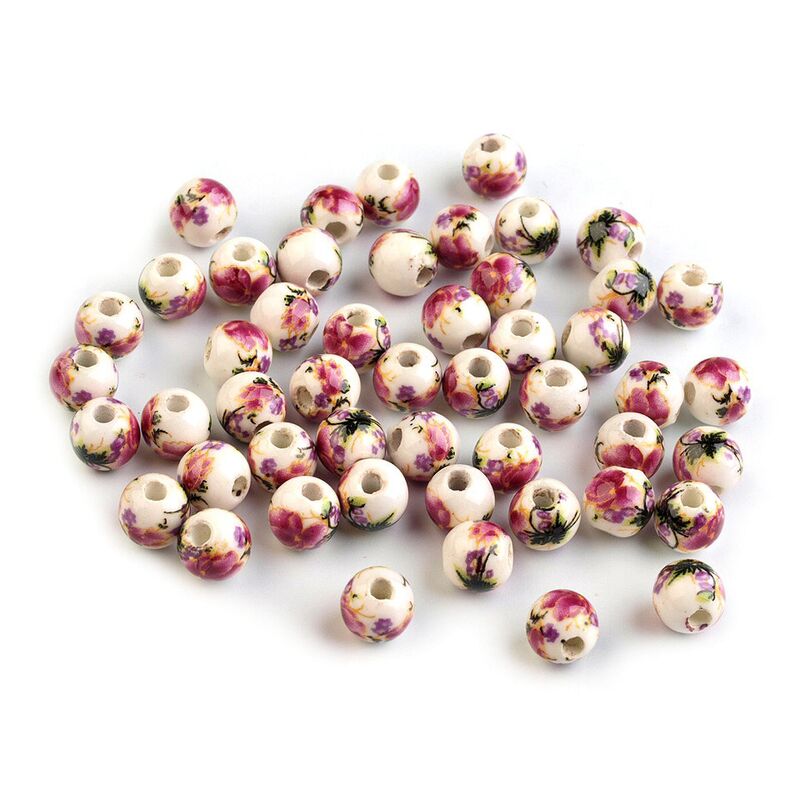 FLORA porcelain beads, 6mm, 10pcs/set