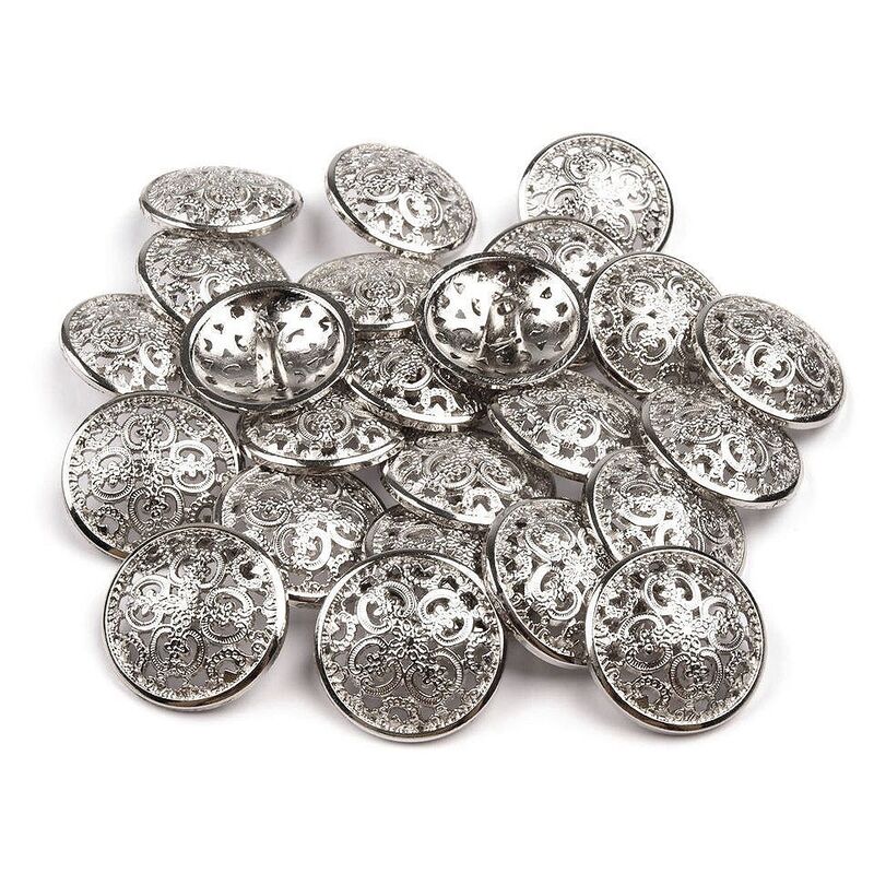 Metal button with foot, 25mm, 5pcs/set