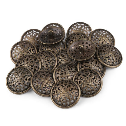 Metal button with foot, 25mm, 5pcs/set