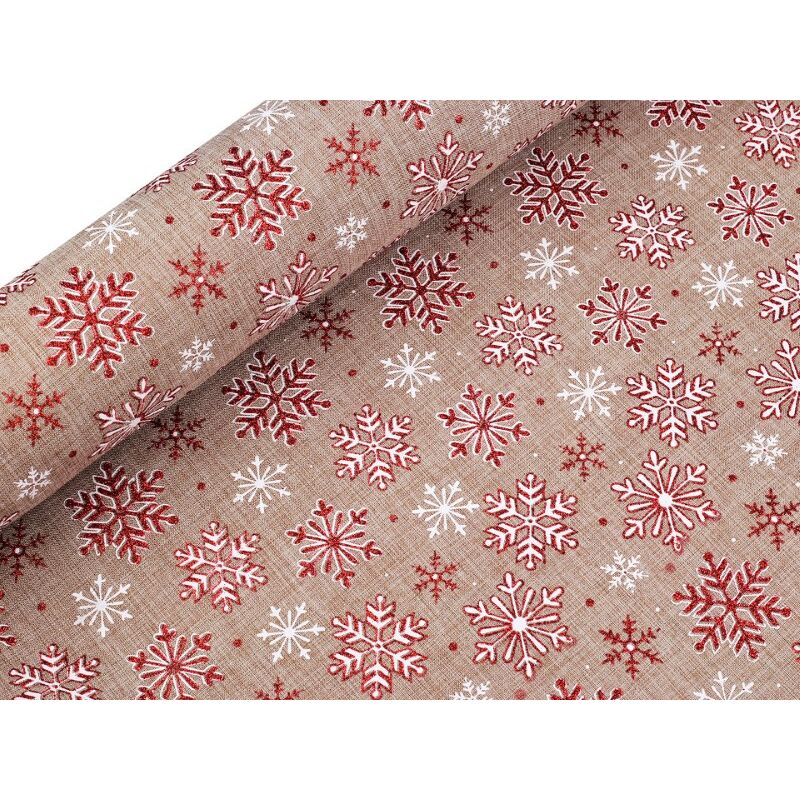 Imitație iută, motiv de craciun, 150cm, 0.5m/buc