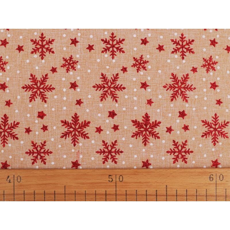 Imitație iută, motiv de craciun, 150cm, 0.5m/buc