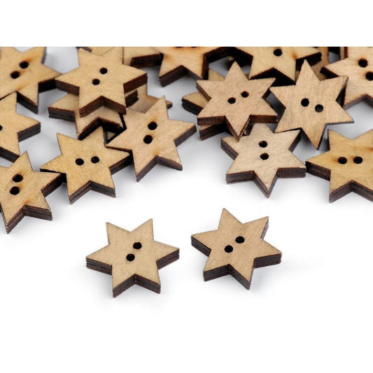 Nasture lemn, stea, 19mm, 5buc/set