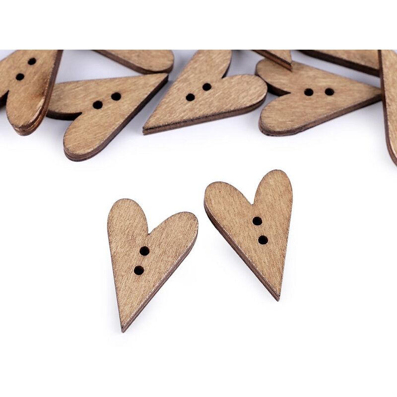Nasture lemn, inimă, 21x33mm, 5buc/set