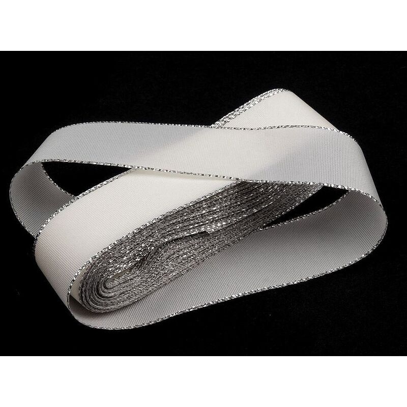 Panglică taftă cu bordură lurex, 25mm, 5m/buc