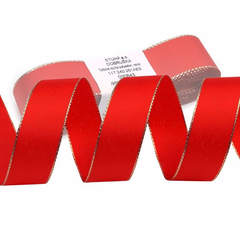 Panglică taftă cu bordură lurex, 25mm, 5m/buc