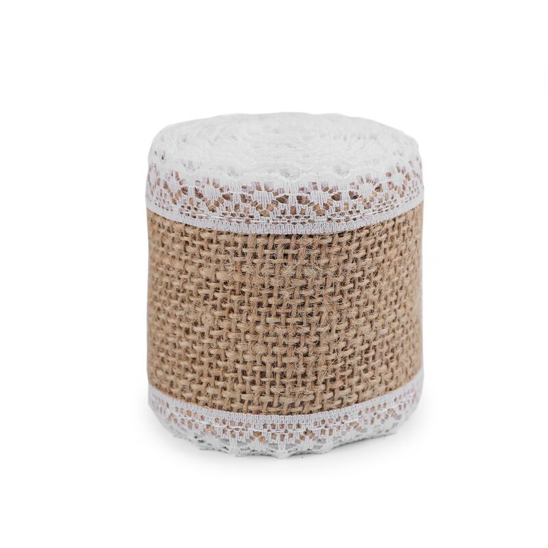 Jute ribbon with lace, 50mm, 2m/piece