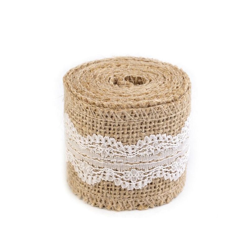 Jute ribbon with lace, 50mm, 2m/piece