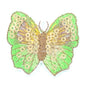 Thermoadhesive appliqué embroidered with sequins, butterfly, light green 40x45mm, 1 pc