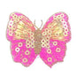 Thermoadhesive appliqué embroidered with sequins, butterfly, light green 40x45mm, 1 pc