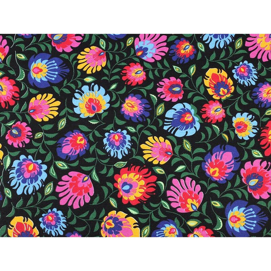 Material cotton, folk flowers, 160cm, 0.5m/piece