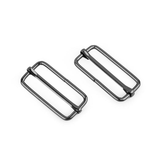 Mobile rectangular buckle, set-10pcs, 38mm - black nickel