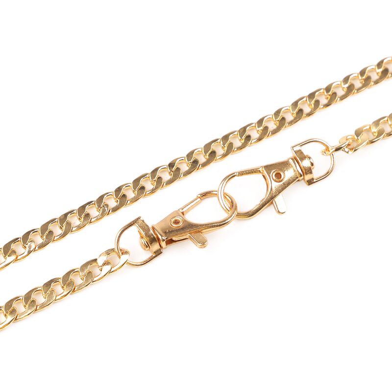 Flat metal chain for purses, with fastening system, 120cm