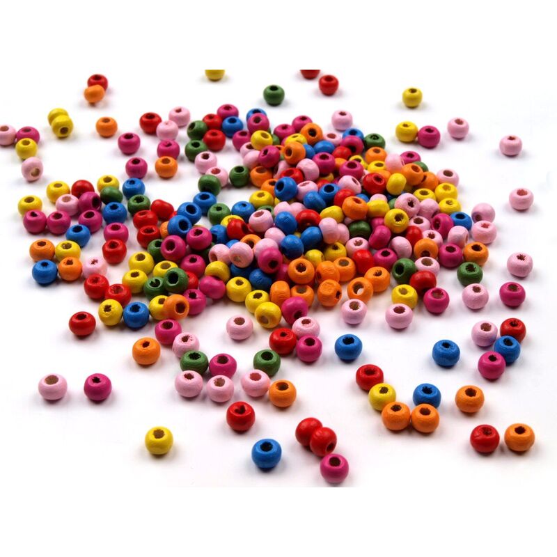 Wooden beads - 4x5 mm - colored - 10g