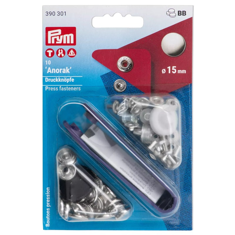 Capse metalice pentru hanorace, PRYM, 15mm, 10 buc/set