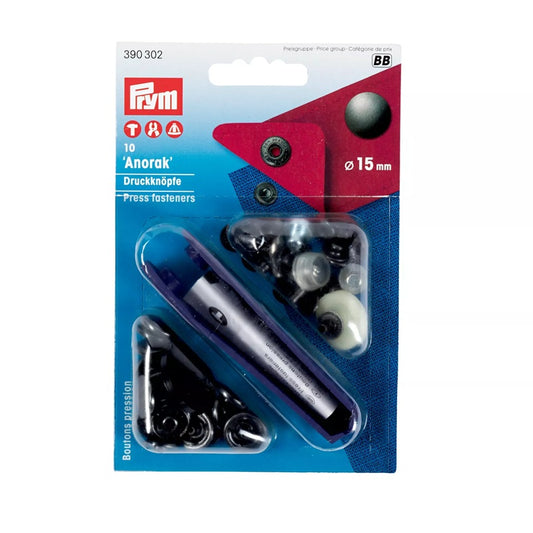 Capse metalice pentru hanorace, PRYM, 15mm, 10 buc/set