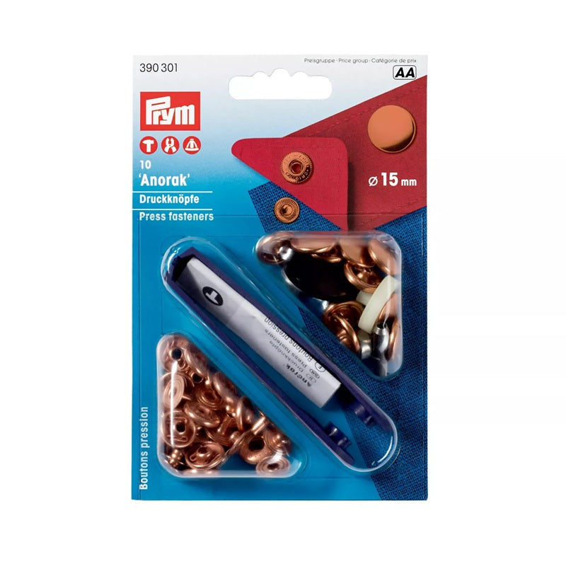 Capse metalice pentru hanorace, PRYM, 15mm, 10 buc/set