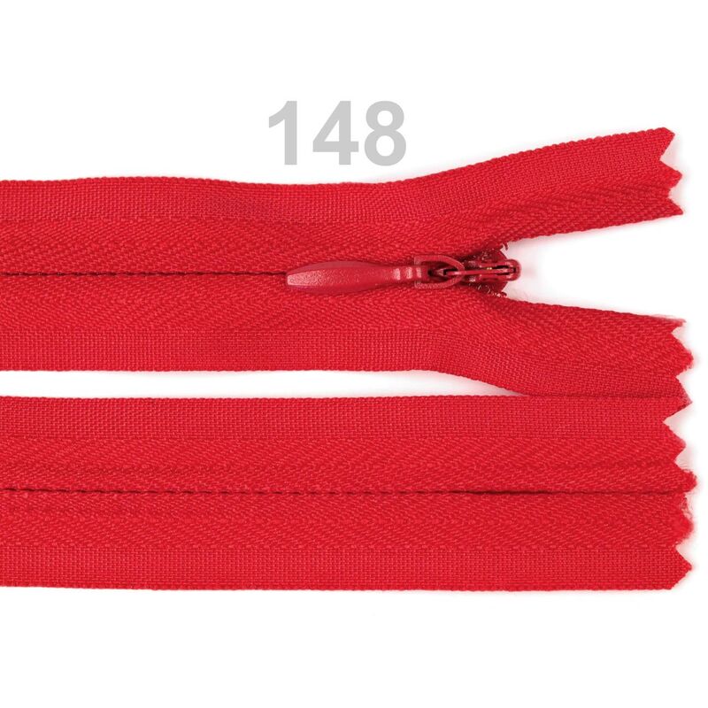 Zip - hidden - 30 cm - poppy red - 1 pc