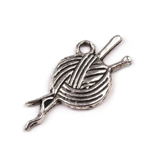 Charm ball 10x25mm - silver - set 4 pcs