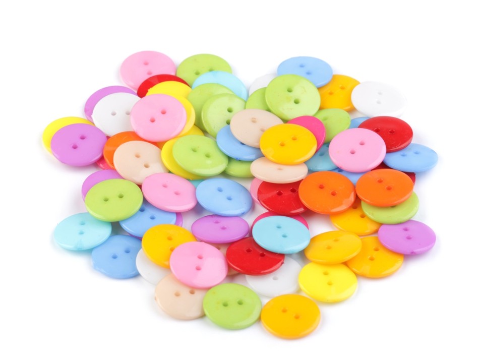 Plastic button, colored, 12mm, 5pcs/set